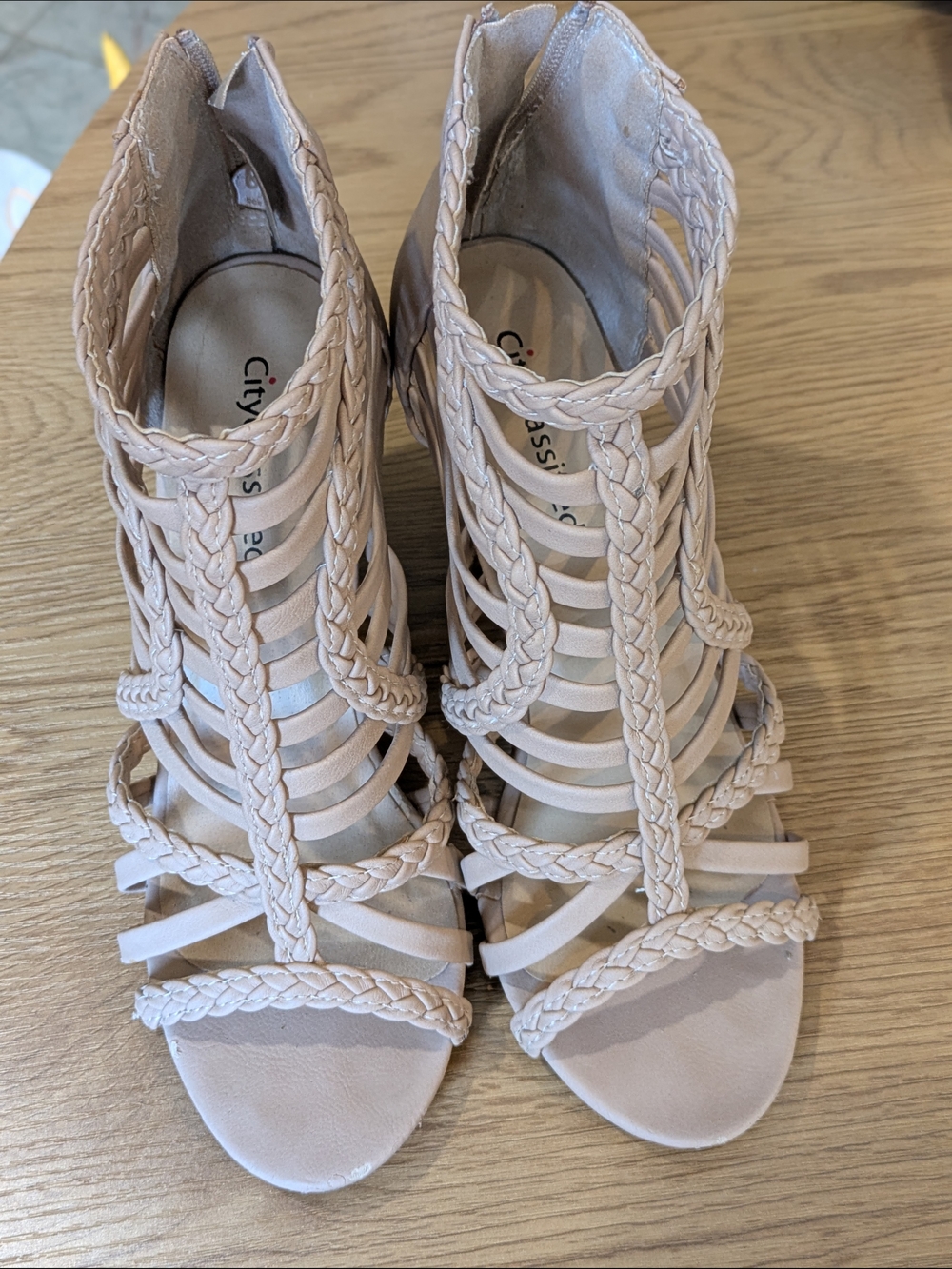 Cityclassified Blush Braided Cage Sandals